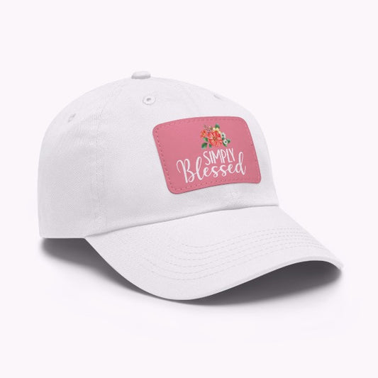 Vintage Floral Simply Blessed Dad Hat with Leather Patch | More Heart Studio