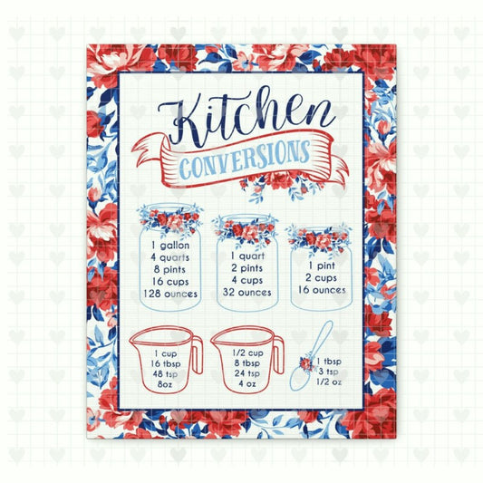 Heritage Floral | Kitchen Conversion Chart | Digital Art