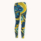 Blue and Yellow Ornamental Fantasy Fashion Leggings