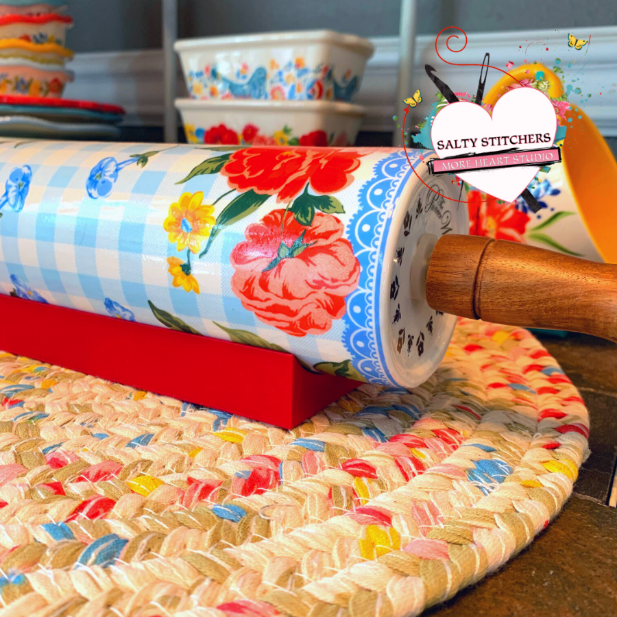 Rolling Pin Cradle | This Red Pioneer Woman Rolling Pin holders are designed and created by More Heart Studio Designers. They are not Original Pioneer Woman Brand Products.
