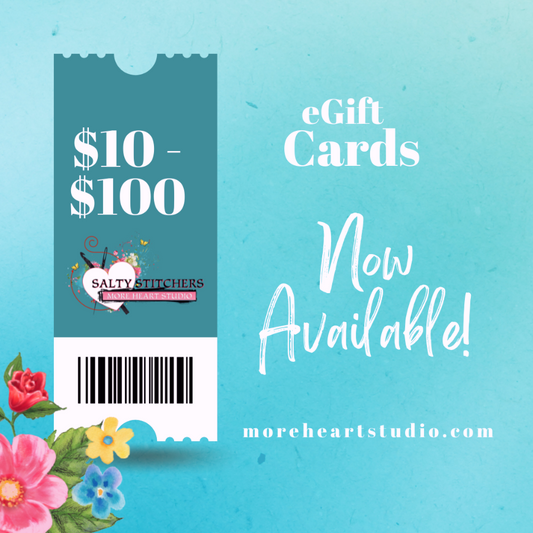 Giving someone a Salty Stitchers at More Heart Studio eGift Card is a simple and meaningful gift idea. 