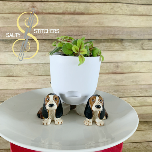 3D Printed Charlie Basset Hound Hand Painted Indoor Planter Feet Stand - Set of 3