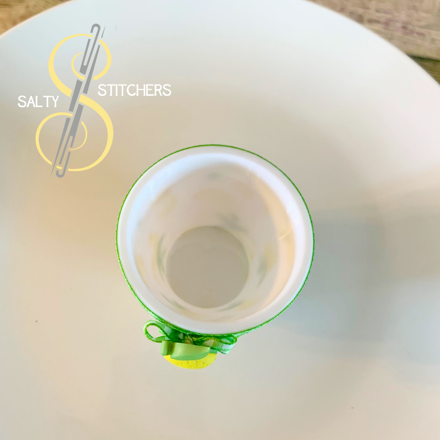 3D Printed Faux Terra Cotta Pot Bright Lemon Napkin Ring | Salty Stitchers at More Heart Studio