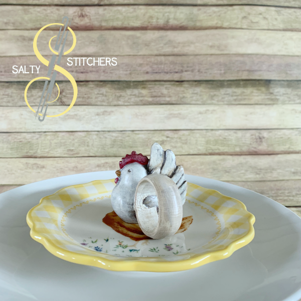 3D Printed Farmhouse Chicken Hand Painted Napkin Ring | Salty Stitchers at More Heart Studio
