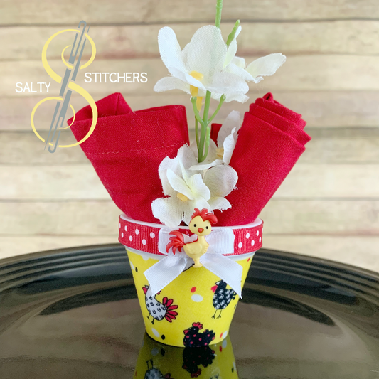3D Printed Faux Terra Cotta Pot Chicken Napkin Ring | Salty Stitchers at More Heart Studio