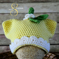 Cottagecore Yellow Lemon Blossom Crochet Cat Ears Hat - Gift Idea for Teens | Salty Stitchers