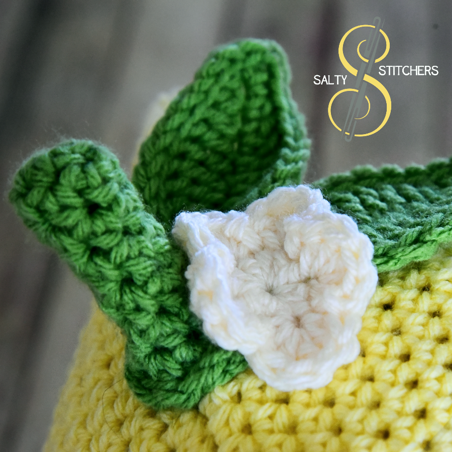 Cottagecore Yellow Lemon Blossom Crochet Cat Ears Hat - Gift Idea for Teens | Salty Stitchers