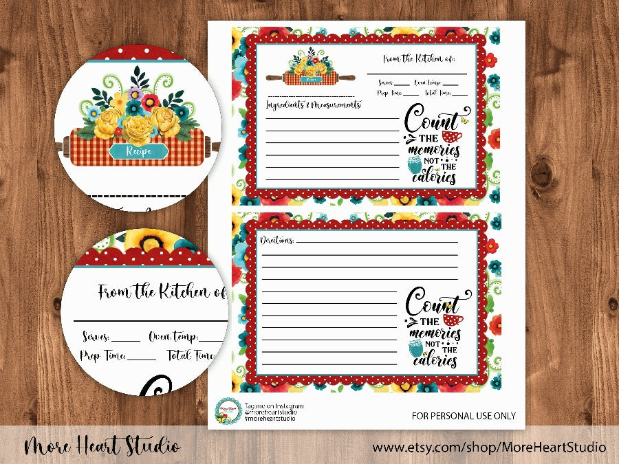 Floral Country Farmhouse - Recipe Cards