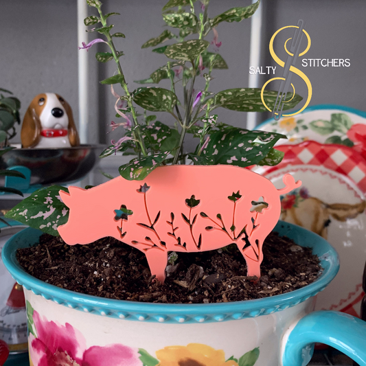 Pink Pig Plant Pal 3d Printed Indoor Trellis | More Heart Studio