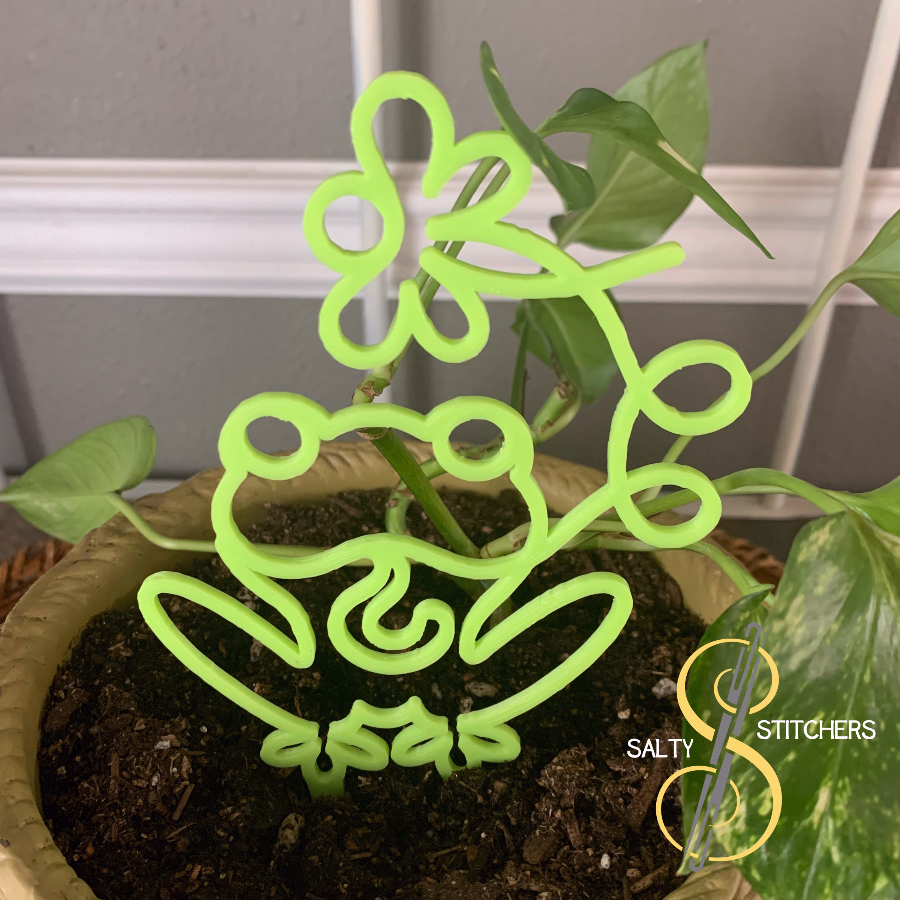 Green Frog Plant Pal 3d Printed Indoor Trellis | More Heart Studio
