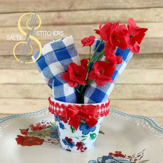 3D Printed Faux Terra Cotta Pot Pioneer Woman Heritage Floral Napkin Ring | Salty Stitchers at More Heart Studio