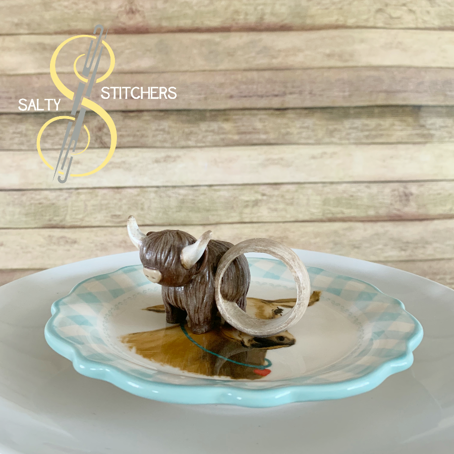 3D Printed Farmhouse Cow Hand Painted Napkin Ring | Salty Stitchers at More Heart Studio