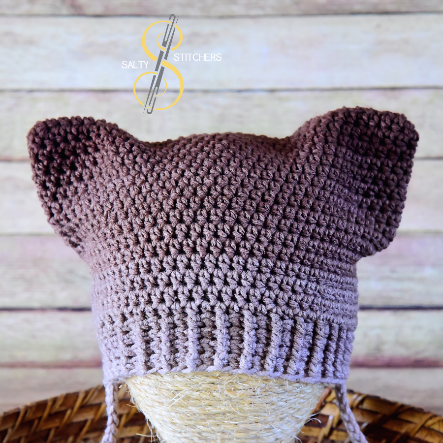 Ombre Brown Crochet Star Cat Ears Beanie - Gift Idea for Teens | Salty Stitchers