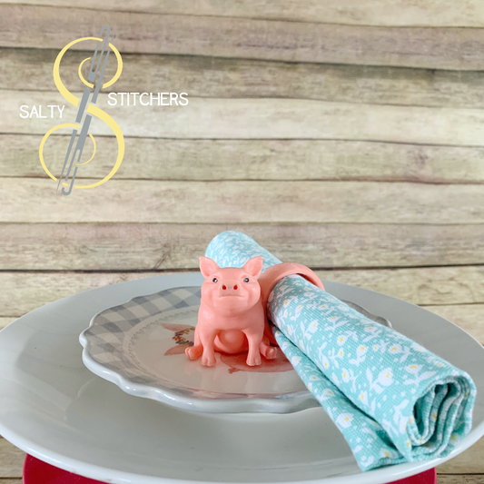 3D Printed Pig Hand Painted Napkin Ring | Salty Stitchers at More Heart Studio