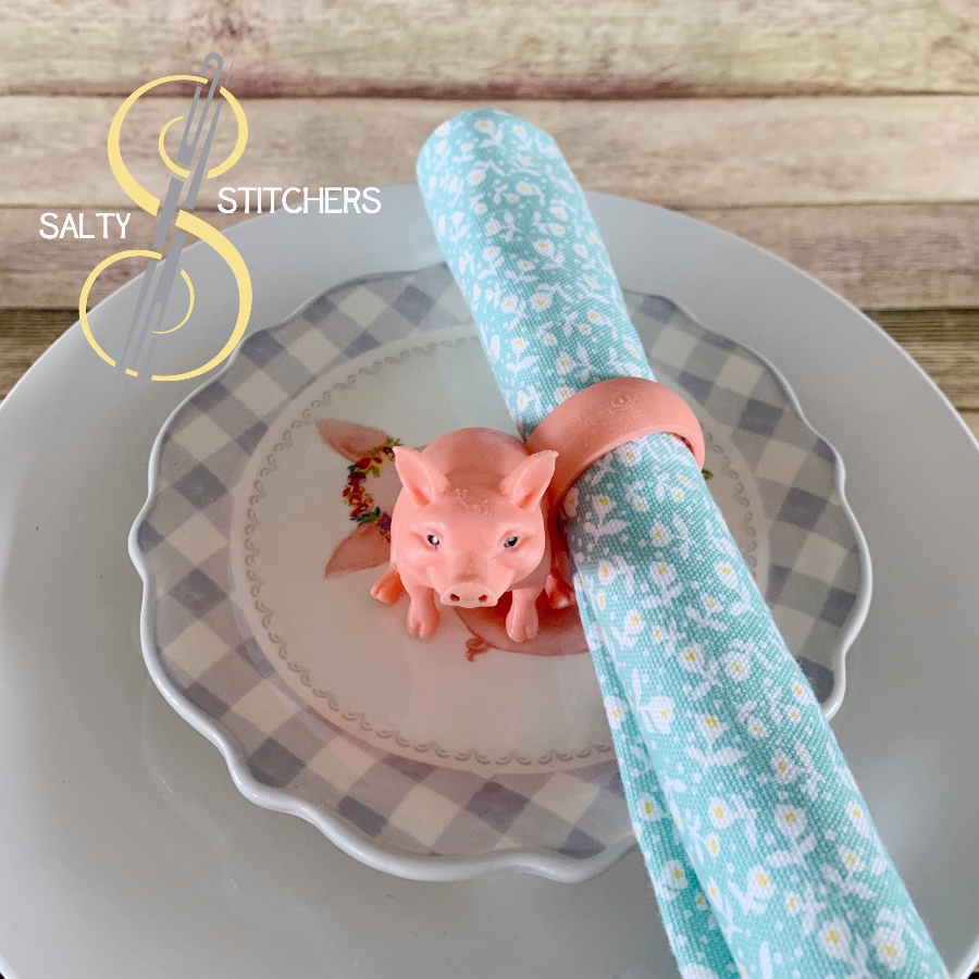 3D Printed Pig Hand Painted Napkin Ring | Salty Stitchers at More Heart Studio
