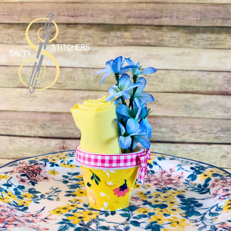 3D Printed Faux Terra Cotta Pot Pioneer Woman Fabric Napkin Ring | Salty Stitchers at More Heart Studio