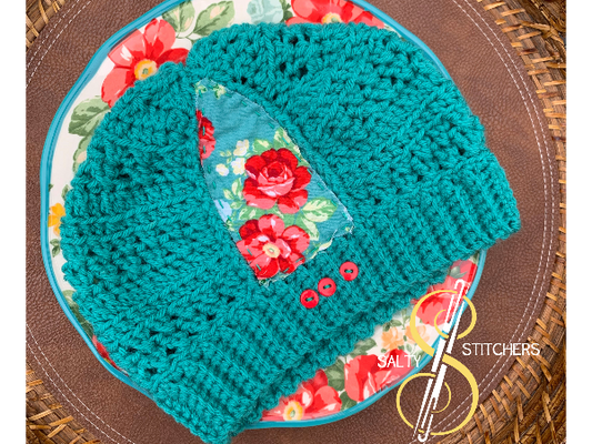 Warm Pioneer Woman Vintage Floral Fabric Winter Crochet Hat | Gifts For Pioneer Woman Fans