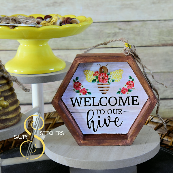 Vintage Floral Inspired Honey Bee Welcome To Our Hive Tier Tray Wood Sign –  More Heart Studio-A Spokane, WA Makers Mercantile