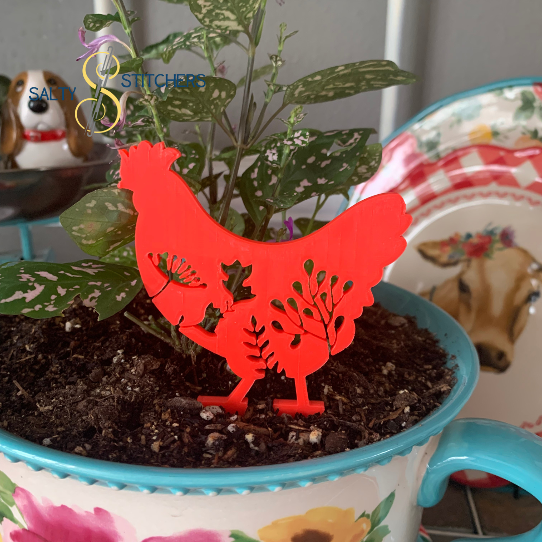 Red Chicken Plant Pal 3d Printed Indoor Trellis