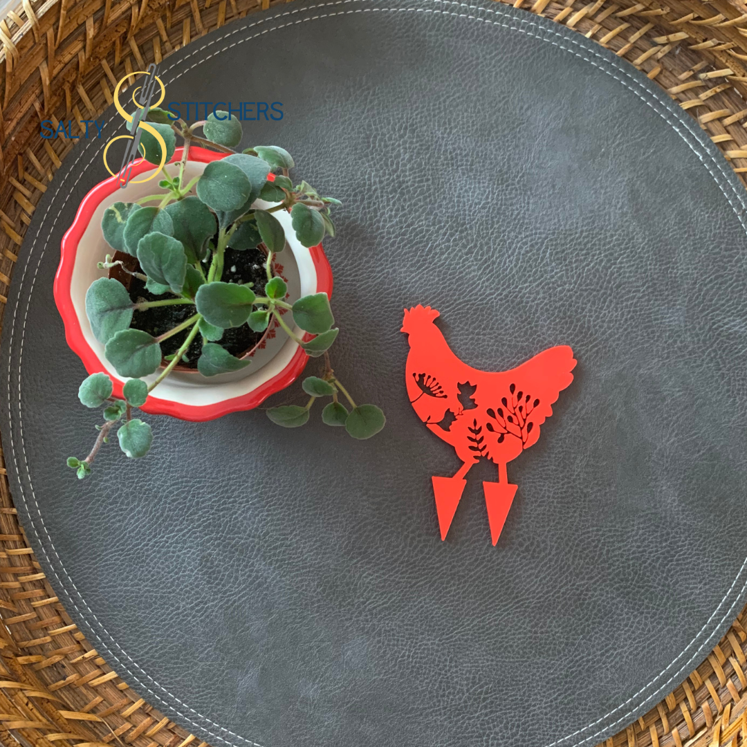 Red Chicken Plant Pal 3d Printed Indoor Trellis