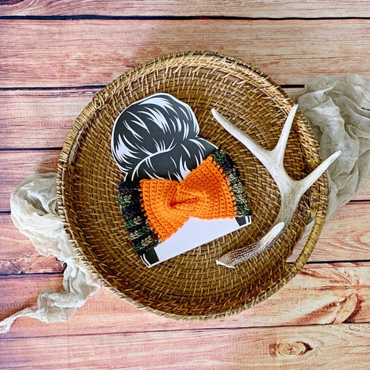 Hunters Orange & Camo Crochet Ear Warmer by the Salty  Stitchers
