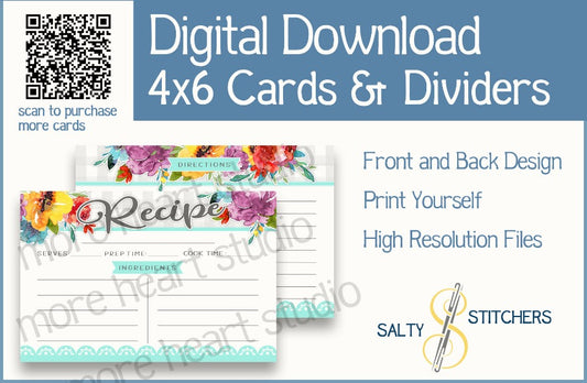 Pioneer Woman Inspired Sweet Romance Recipe Card & Divider Digital Download Set