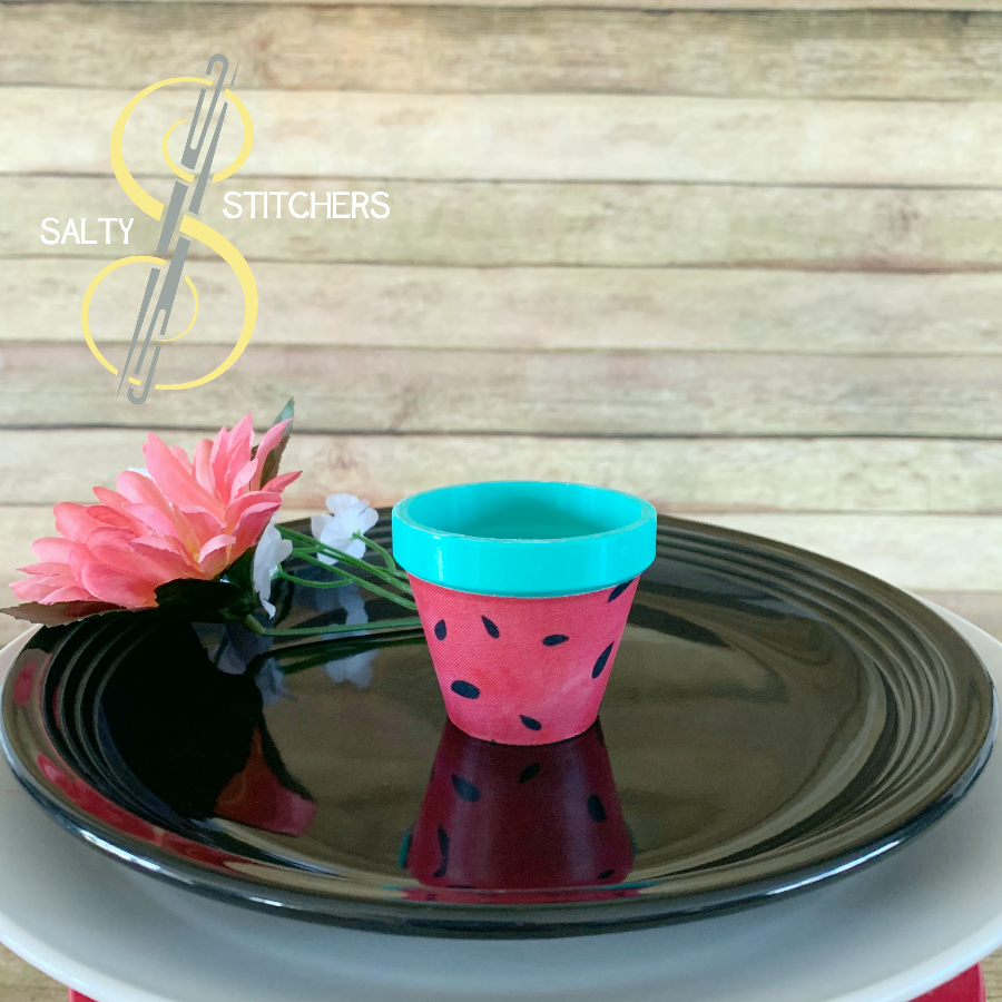 3D Printed Faux Terra Cotta Pot Watermelon Napkin Ring | Salty Stitchers at More Heart Studio