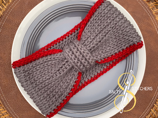 WSU Warm Bow Knit Copy-Cat Grey Crochet Ear Warmer Headband | Teenage Girl Gifts