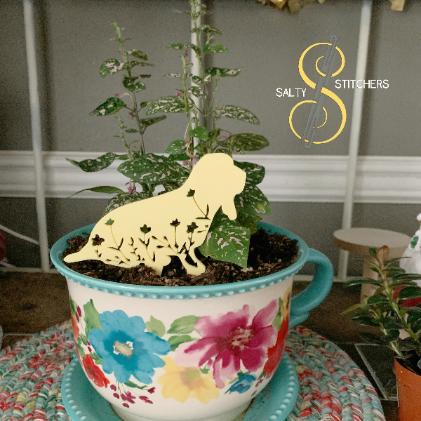 Yellow Floral Basset Hound Plant Pal 3d Printed Indoor Trellis | More Heart Studio