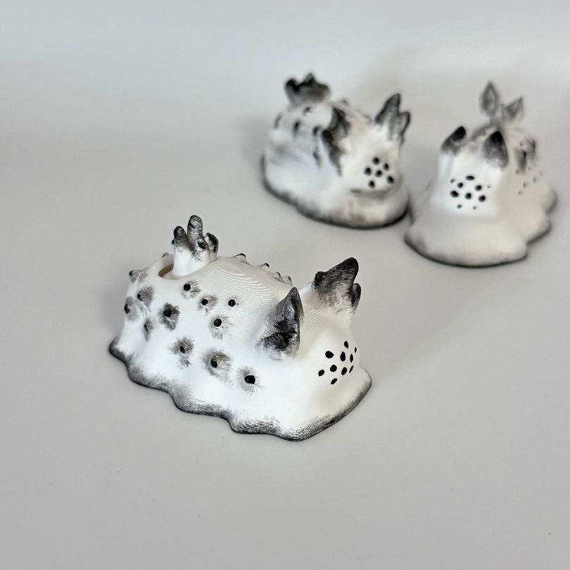  3D Printed White & Black Sea Bunny Fidget Sensory Collectible Pet 