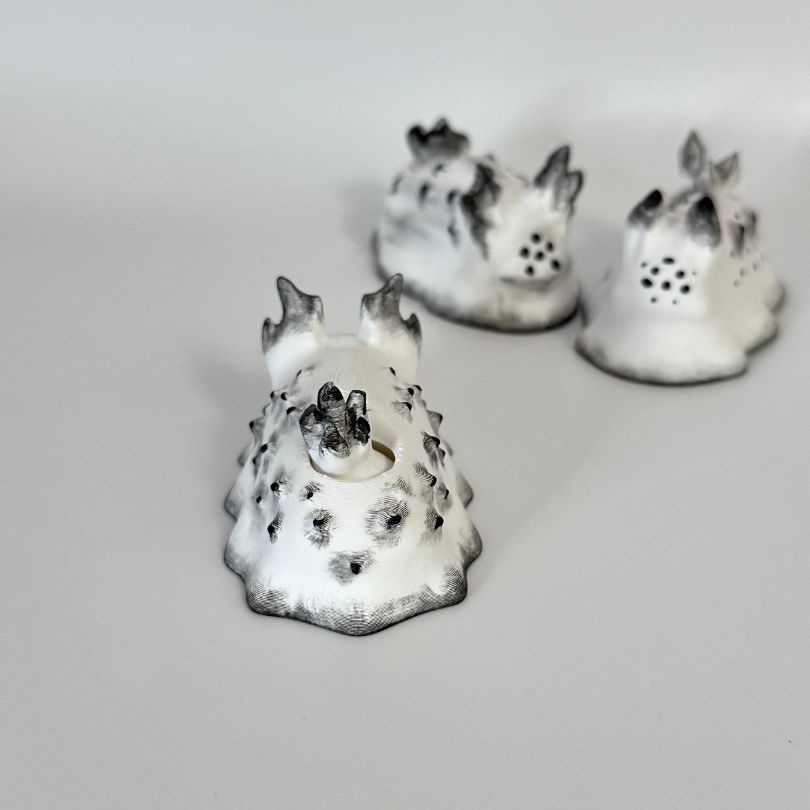  3D Printed White & Black Sea Bunny Fidget Sensory Collectible Pet 