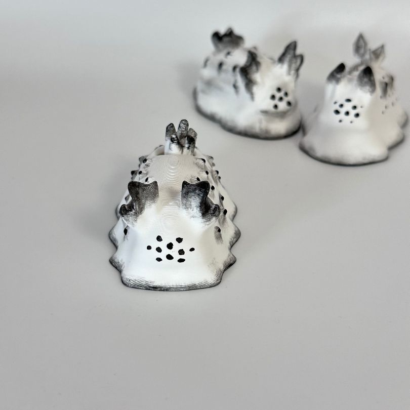  3D Printed White & Black Sea Bunny Fidget Sensory Collectible Pet 