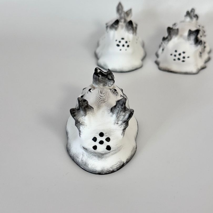  3D Printed White & Black Sea Bunny Fidget Sensory Collectible Pet 