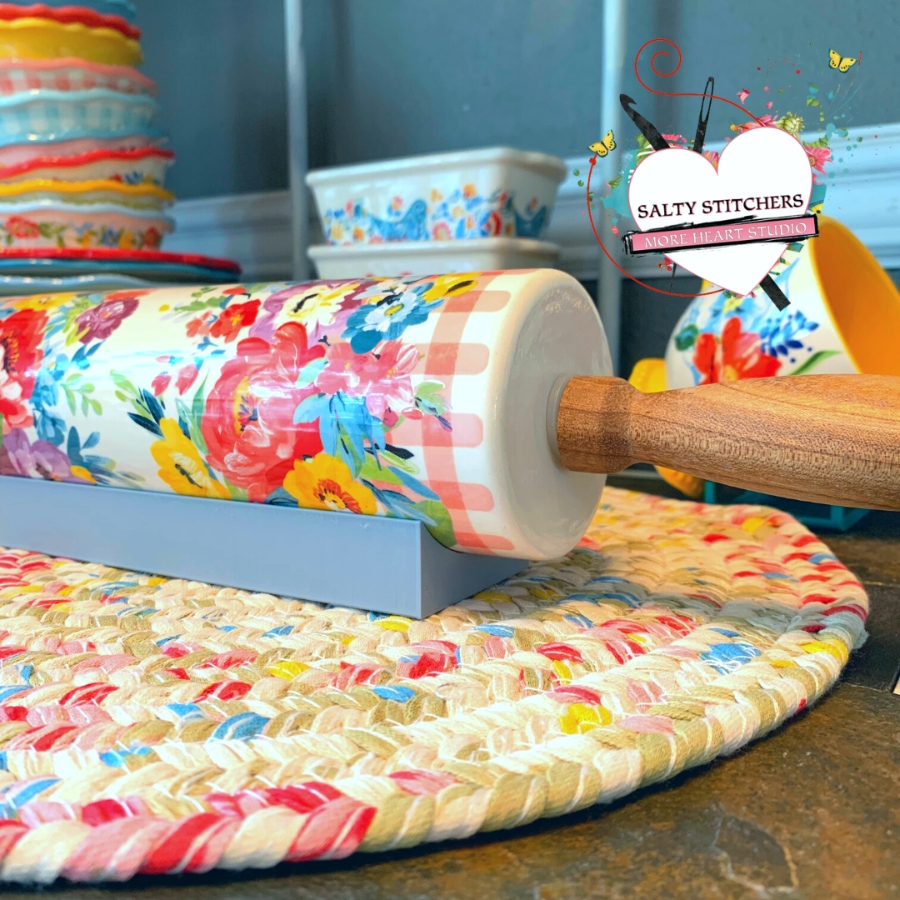 Rolling Pin Cradle | This Gray Pioneer Woman Rolling Pin holders are designed and created by More Heart Studio Designers. They are not Original Pioneer Woman Brand Products.