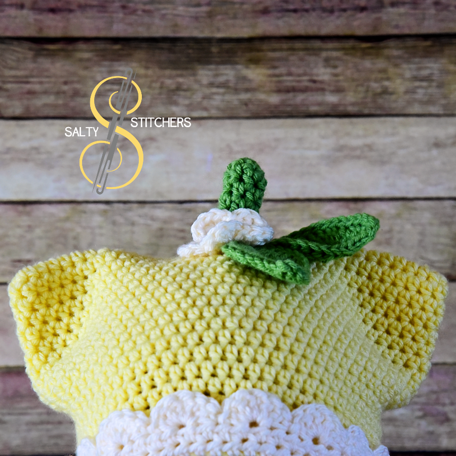 Cottagecore Yellow Lemon Blossom Crochet Cat Ears Hat - Gift Idea